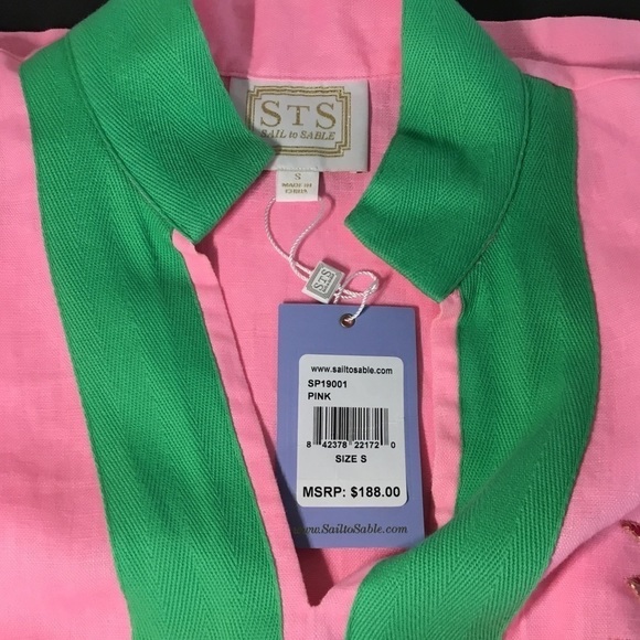 SAIL to Sable Linen Hot Pink green  Tunic dress Custom size small - Picture 8 of 13